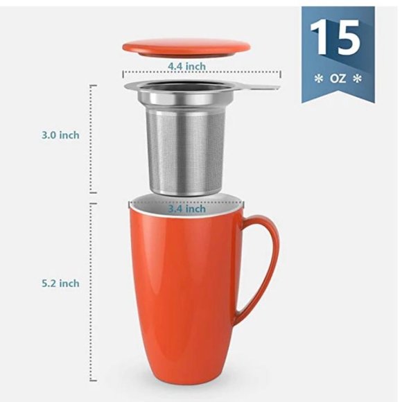 SOLD*** Sweese White Polka Dot Pocelin Tea Cup with Lid & Infuser 15oz Retired - Picture 13 of 13